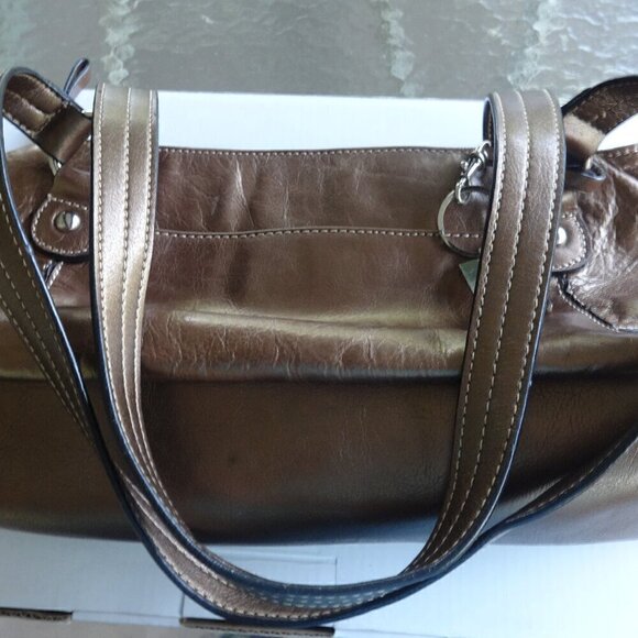 Giani Bernini leather copper color shoulder bag, top zipper closure very soft - Picture 14 of 16